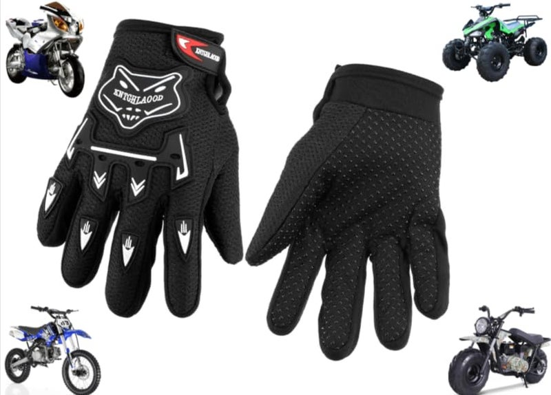 MRS Black Gloves Kids Youth Children Gloves ATV Quad OffRoad Gloves Dirt Pit Bike Gloves Go Kart Motorcycle Scooter Racing Gloves Bike Gloves Riding Cycling Hiking Boys Girls Outdoor Sports